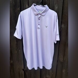 Callaway Opti-Dry Men's polo pale purple white stripe golf shirt Men's Sz Large